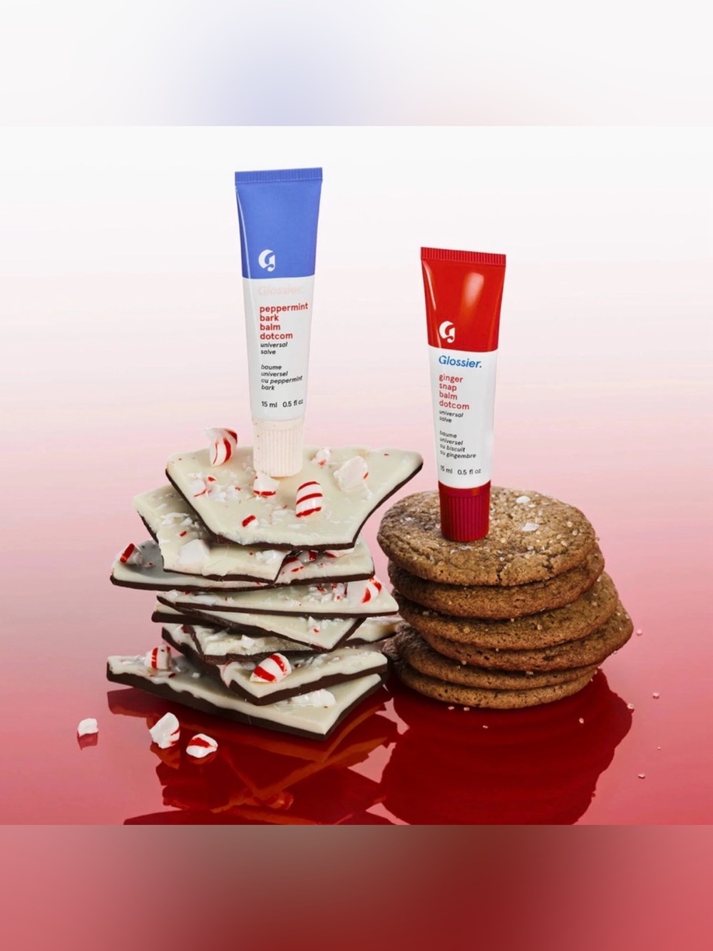 Glossier Sugar + Spice Balm Dotcom Duo featuring Peppermint Bark and Ginger Snap